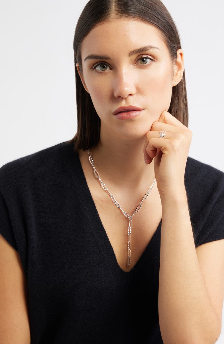 Nordstrom Hammered Paper Clip Chain Y-Necklace, Alternate, color, Silver