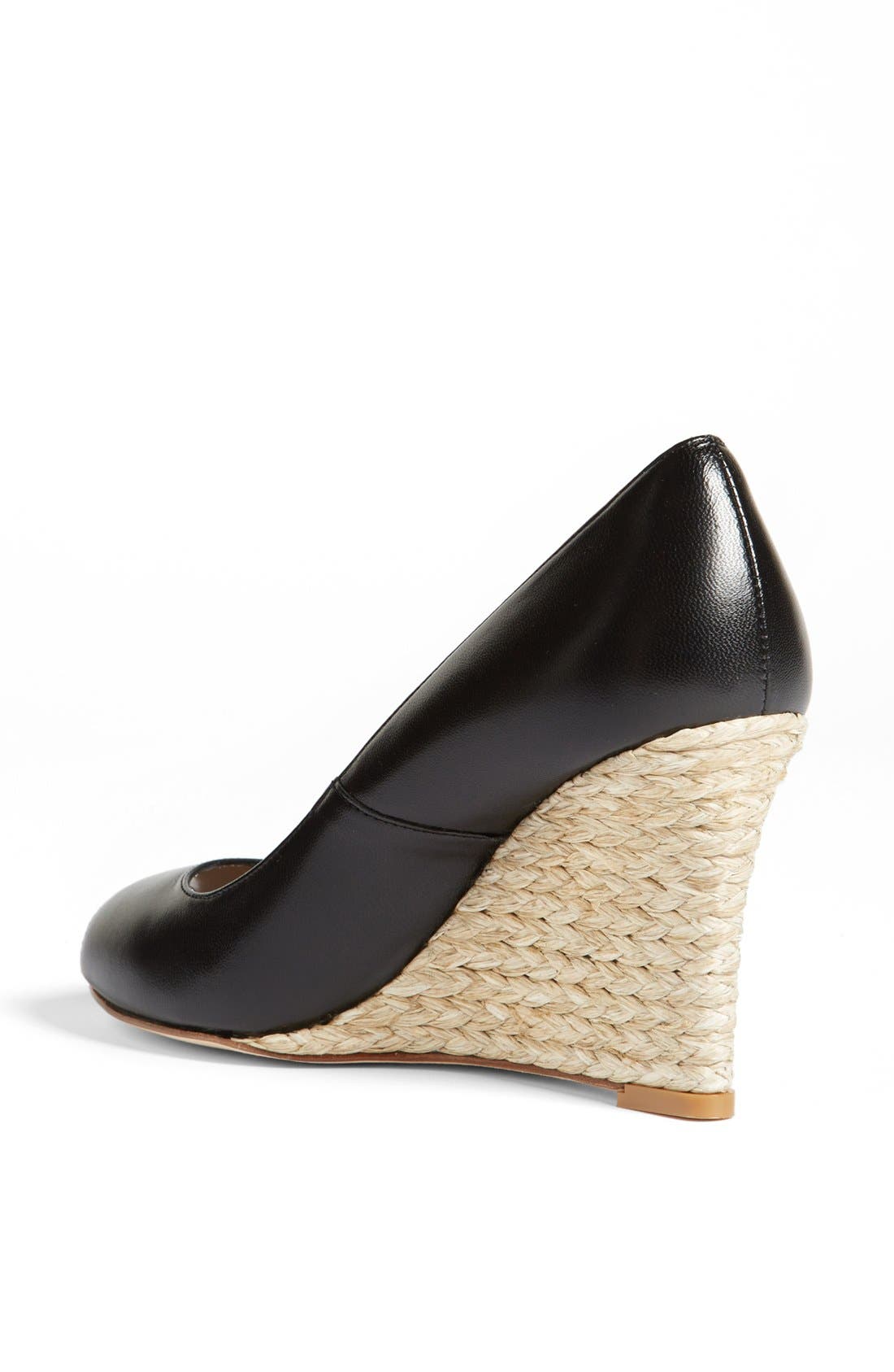 L.K. Bennett 'Estela' Peep Toe Wedge Pump, Alternate, color, BLACK LEATHER