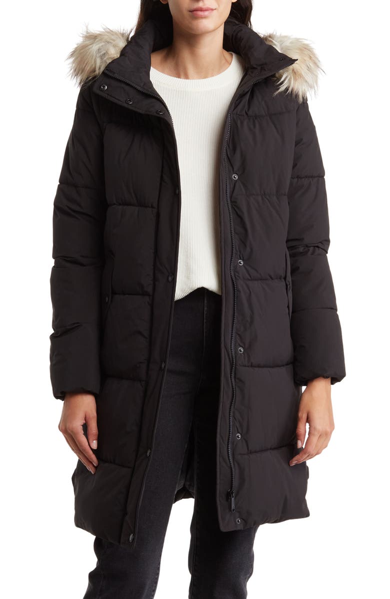 Sam Edelman Nylon Puffer Jacket with Faux Fur Trim, Alternate, color,