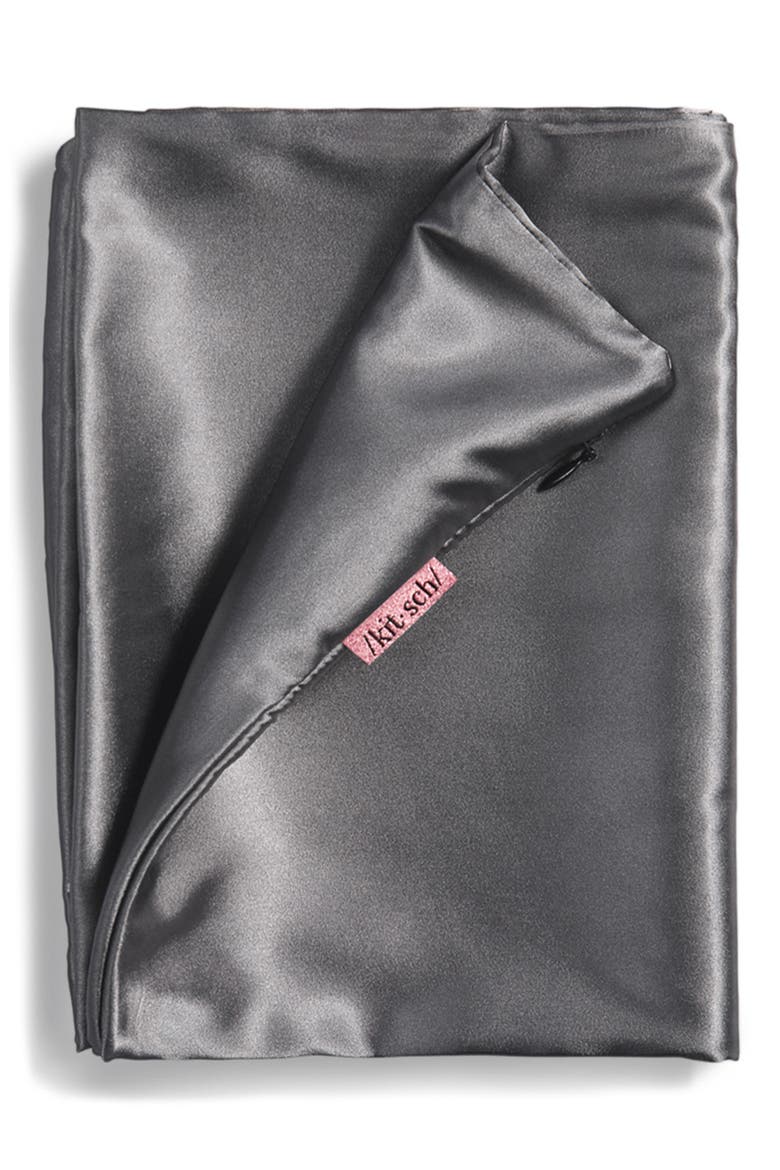 Standard Satin Pillowcase, Alternate, color, CHARCOAL GREY