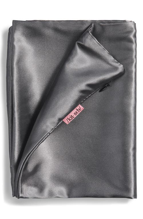 Kitsch Standard Satin Pillowcase In Charcoal Grey