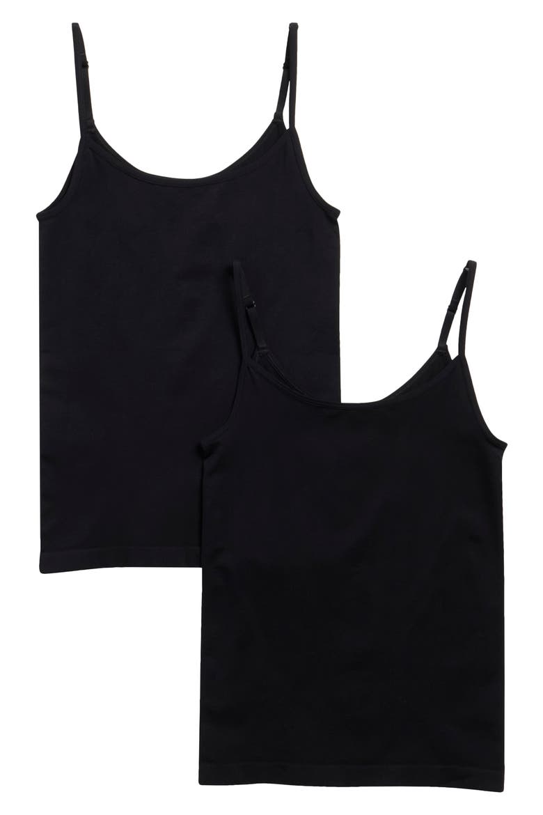 Seamless Assorted 2-Pack Layering Camisoles, Alternate, color, BLACK