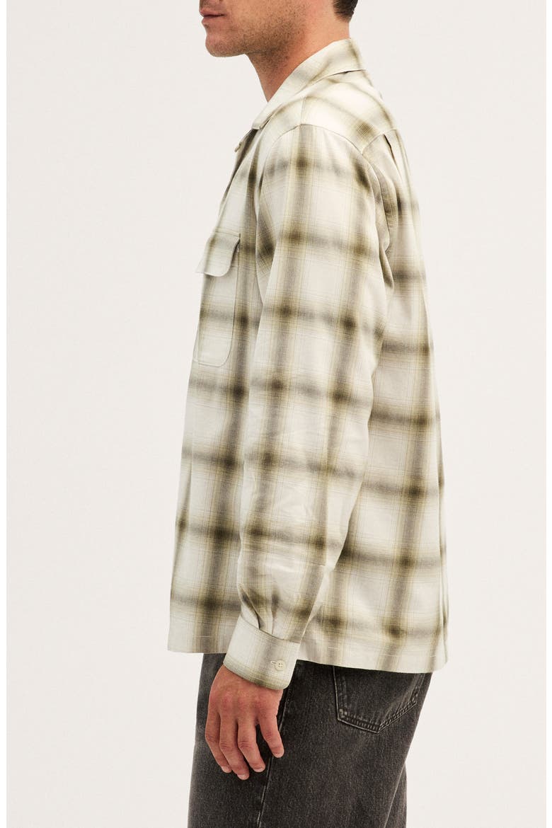 Plaid Long Sleeved Camp Shirt, Alternate, color, OLIVE DRAB FADE PLAID