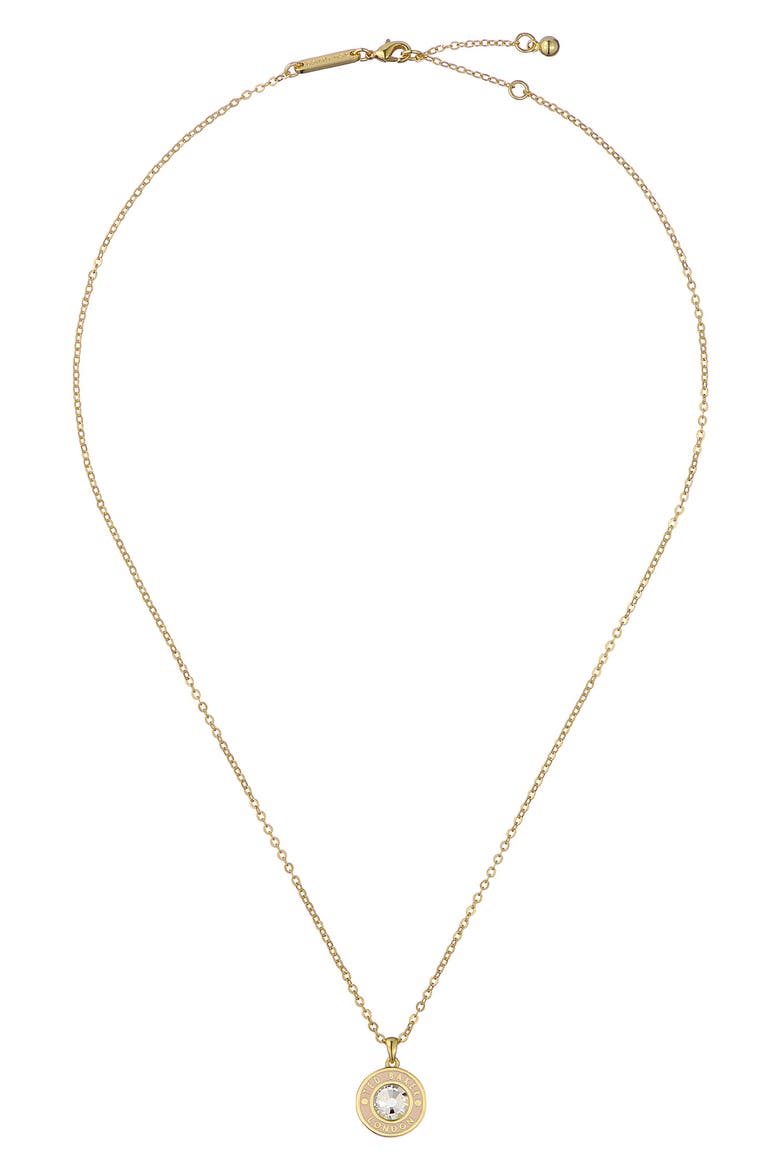 Cherlie Crystal Button Pendant Necklace, Alternate, color, GOLD / LIGHT PINK
