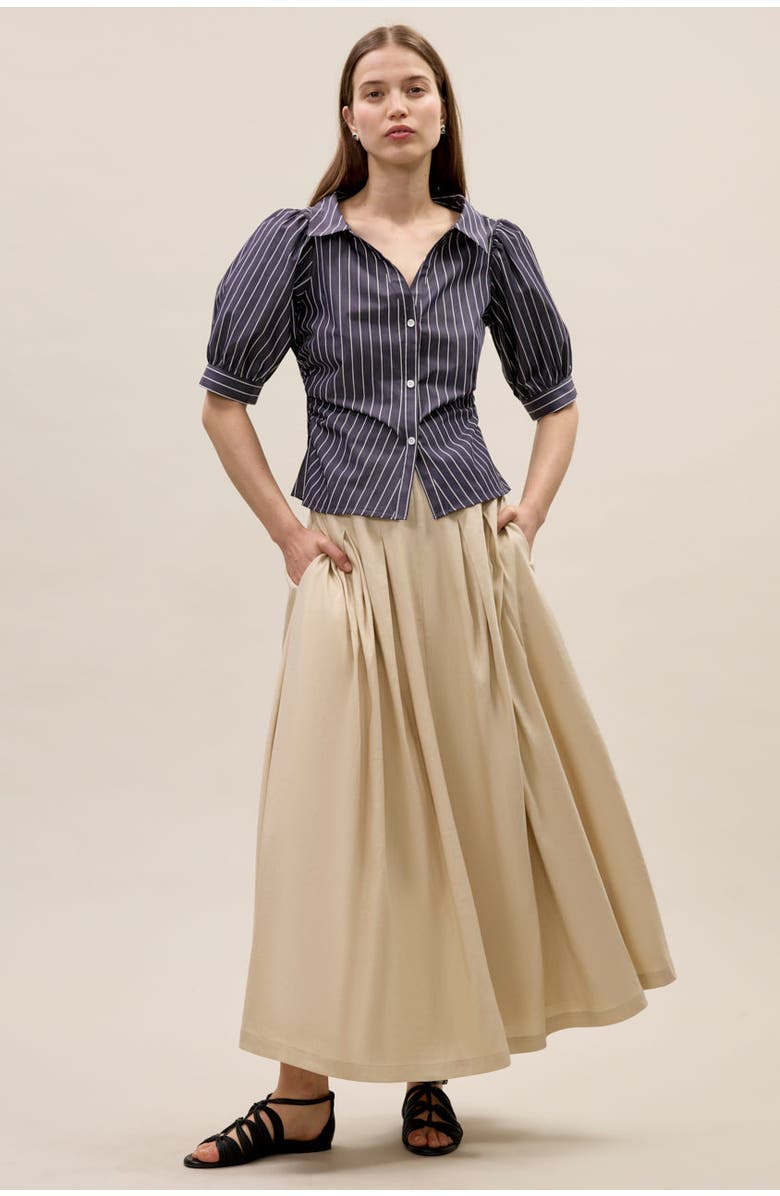 Rebecca Taylor Isla Stripe Poplin Shirt, Alternate, color, Navy Stripe