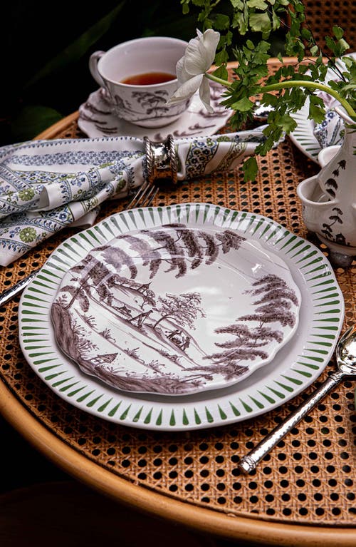 Juliska Country Estate Delft Blue Party Plates, 4-piece Set In Flint Grey