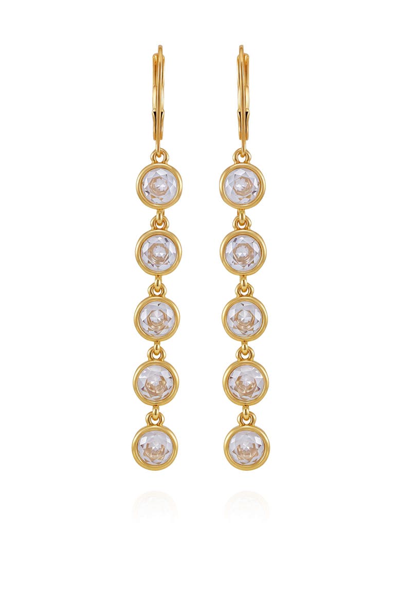 Cubic Zirconia Drop Earrings, Alternate, color, 14K Gold Plated