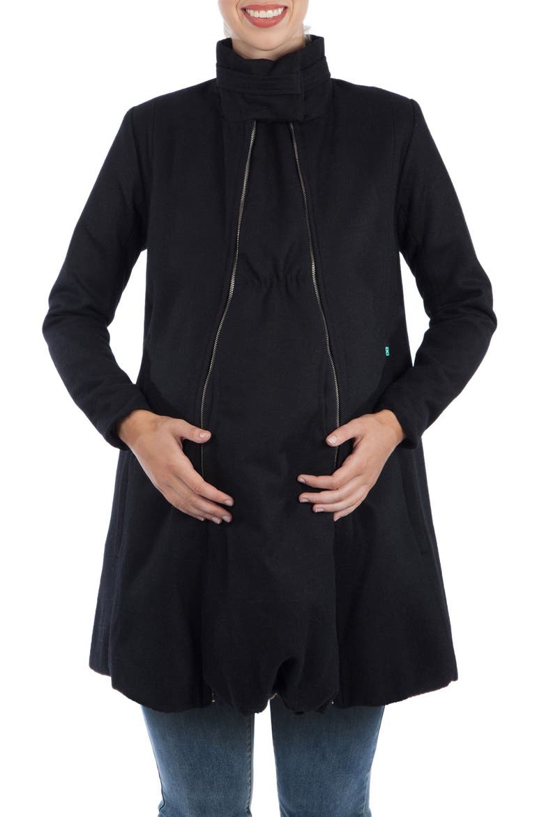 A-Line Convertible 3-in-1 Maternity Swing Coat, Main, color, BLACK