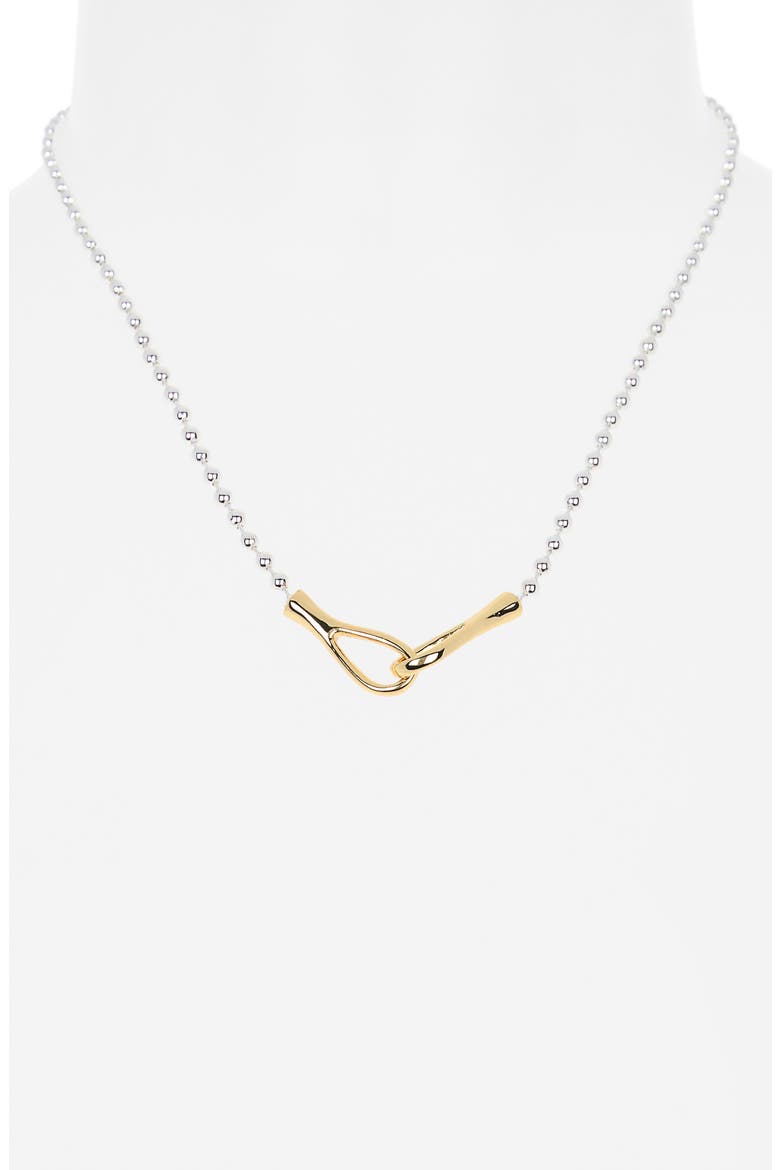 Demi Fine Ball Chain Interlocking Link Pendant Necklace, Alternate, color, SILVER- GOLD