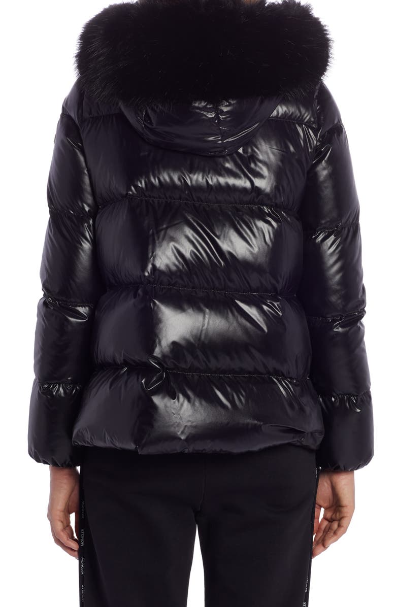 Moncler Laiche Quilted Hooded Down Jacket with Removable Faux Fur Trim, Alternate, color,