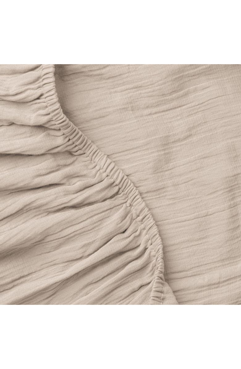 Crane Air Calm Crinkled Cotton Gauze Fitted Sheet, Alternate, color, Morning Fog