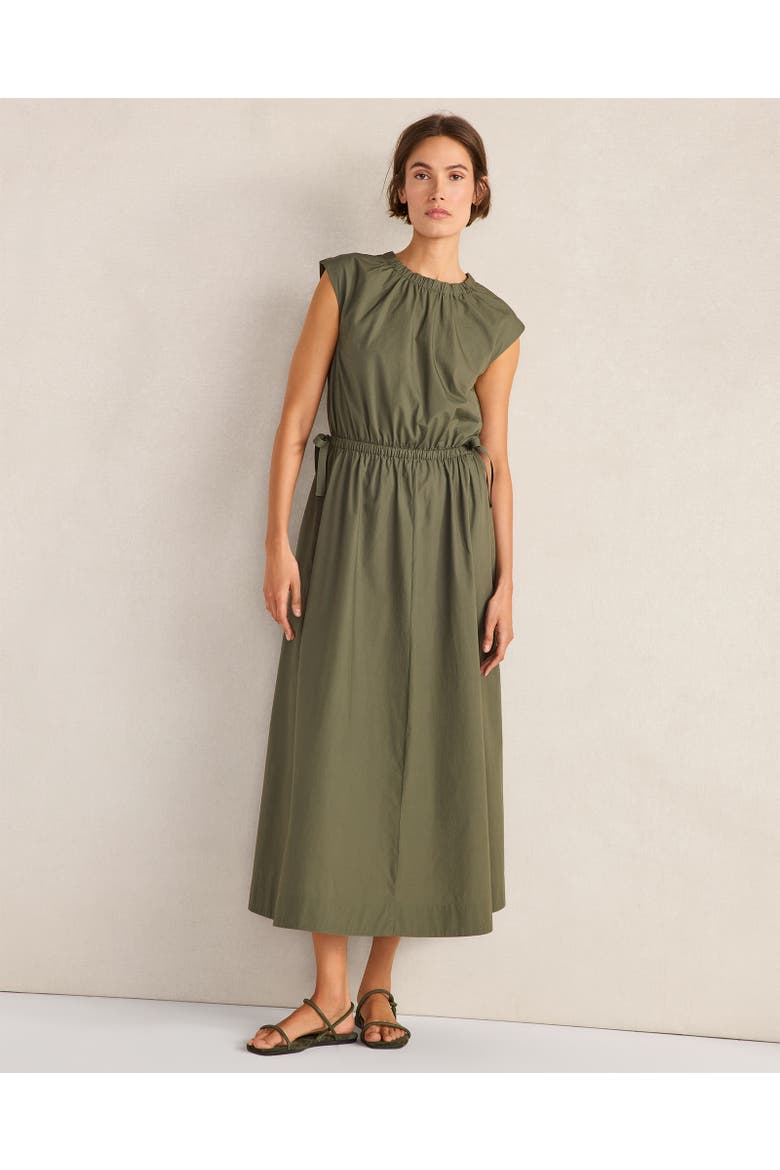Organic Cotton Poplin Side-Tie Maxi Dress, Main, color, Deep Willow