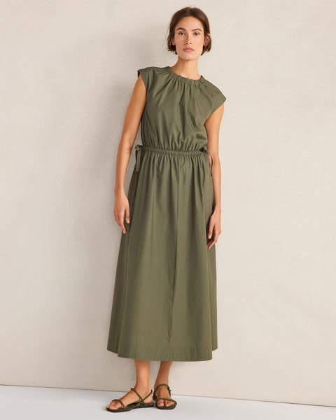 Organic Cotton Poplin Side-Tie Maxi Dress