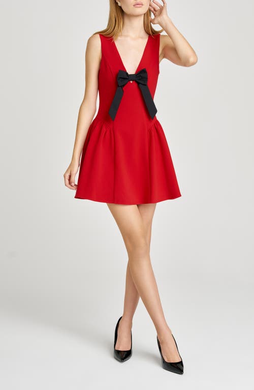 Wayf Ariana Bow Fit & Flare Minidress In Red