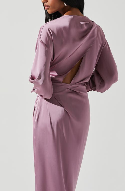 Astr The Label Sadyra Long Sleeve Satin Midi Dress In Pink
