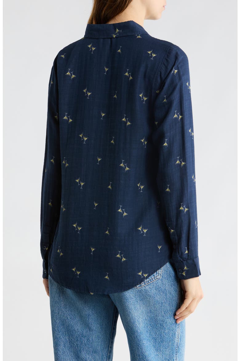 Heart Print Button-Up Shirt, Alternate, color, NAVY MULTI