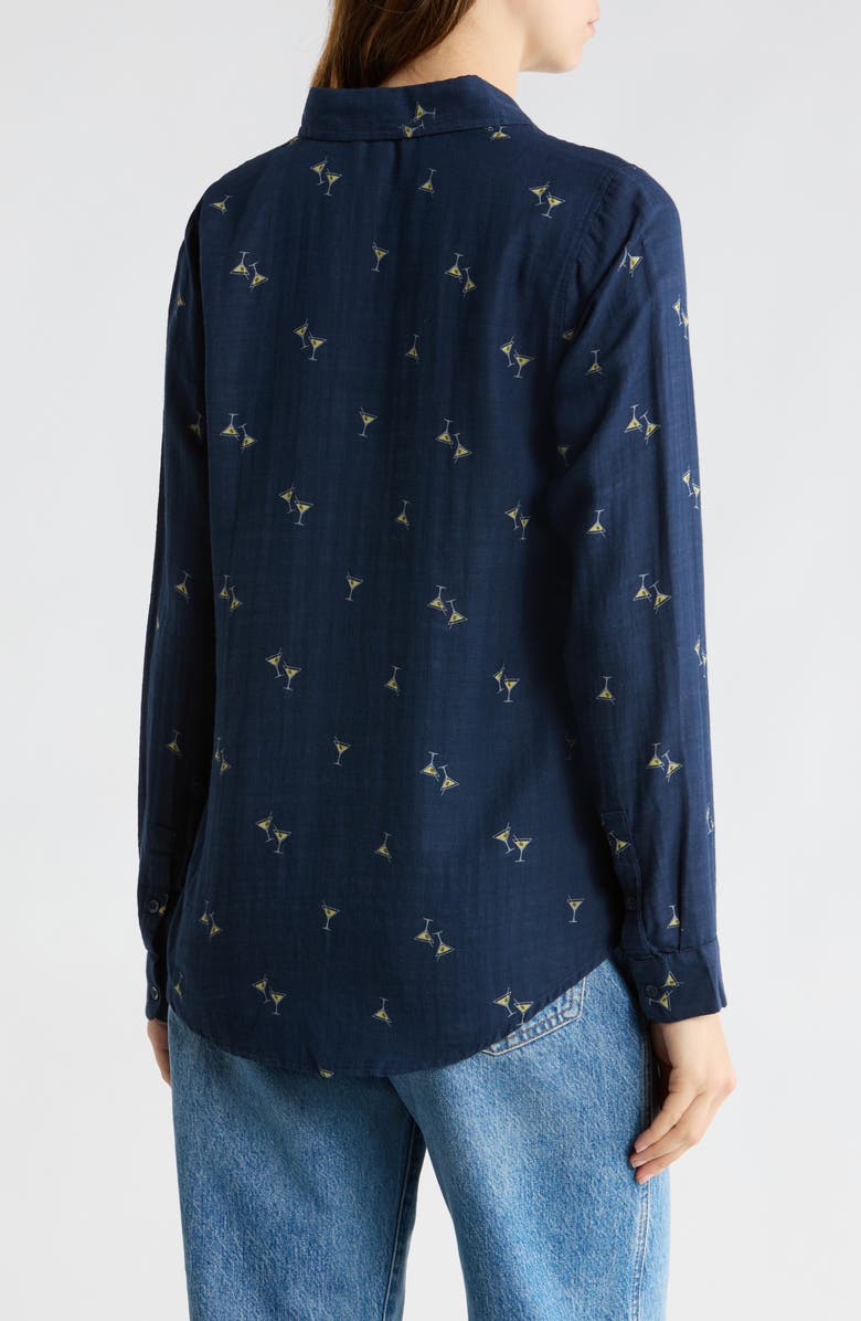 Lucky Brand Heart Print Button-Up Shirt, Alternate, color, Navy Multi