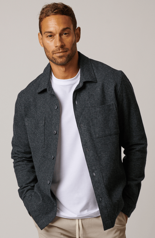 Leisure Lab Cotton Tweed Button Up In Black
