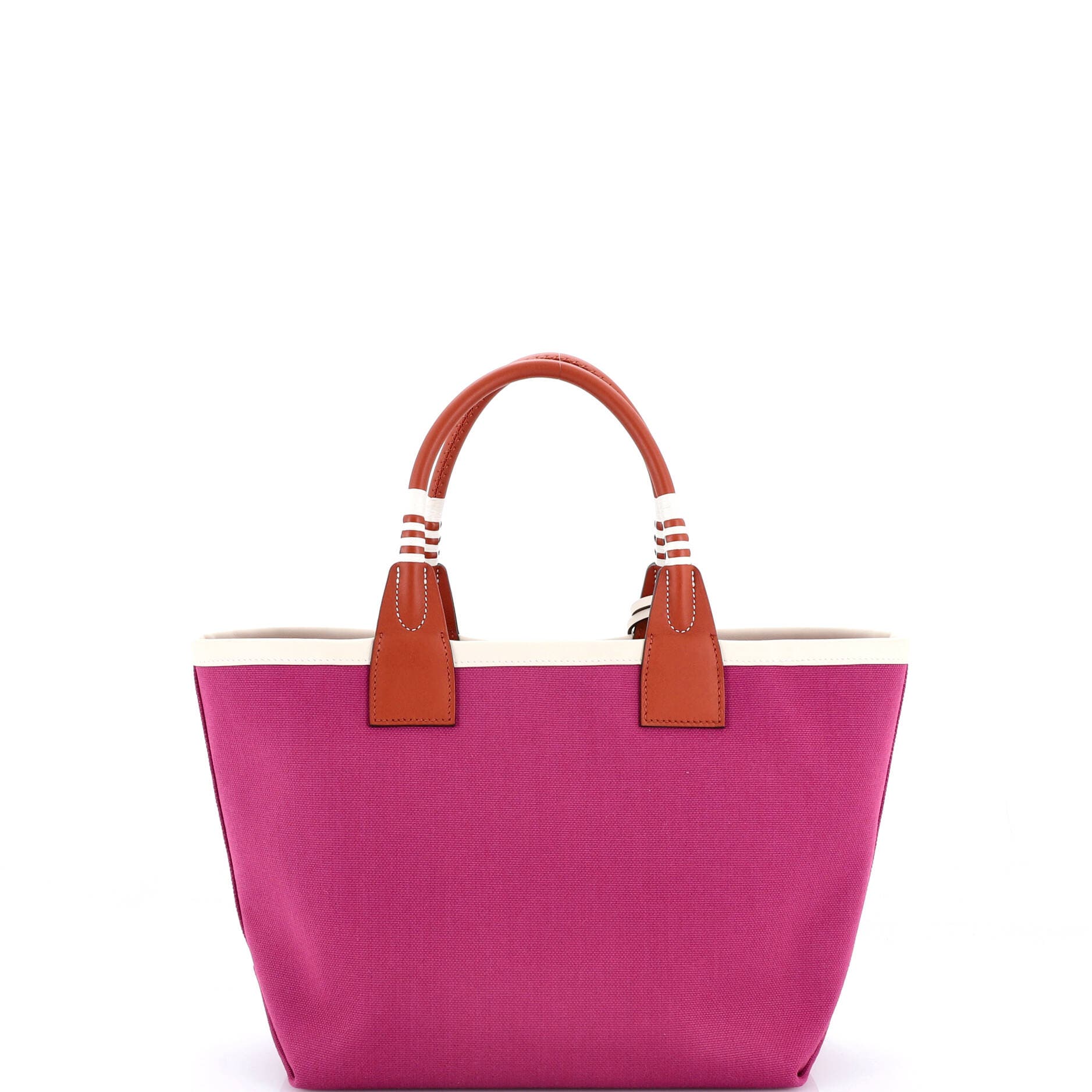 Pre-Owned Hermes Sac Steeple Tote Toile with Leather 25, Alternate, color, Rose Pourpre