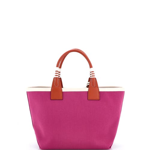 Pre-owned Hermes Hermes Sac Steeple Tote Toile With Leather 25 In Purple