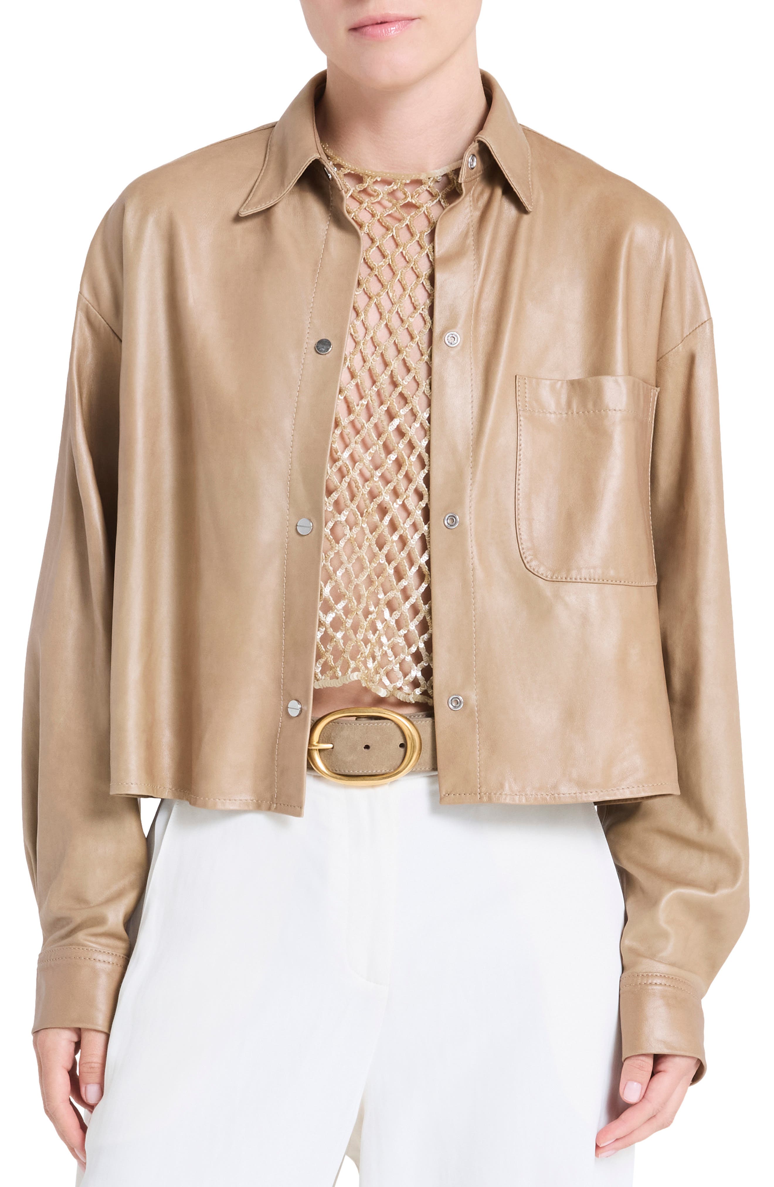 Twp Little Big Joe Leather Jacket In Olive Grey
