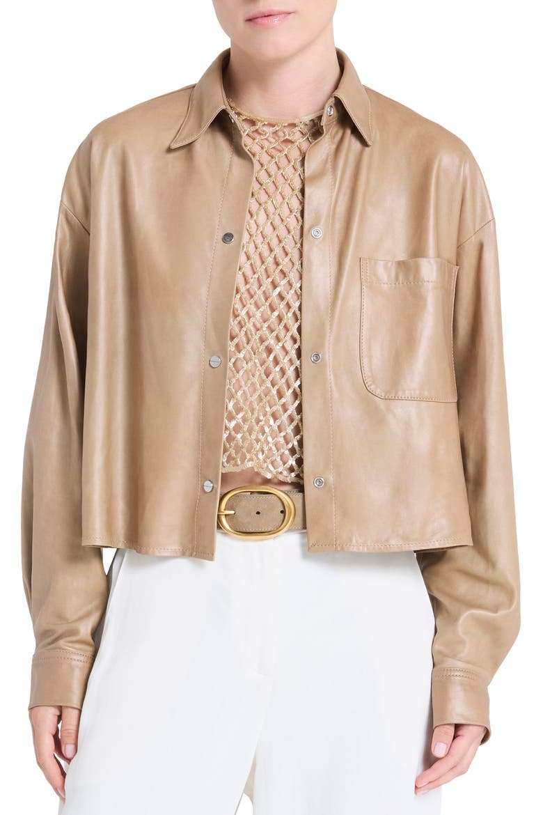 Little Big Joe Leather Jacket, Main, color, OLIVE GREY