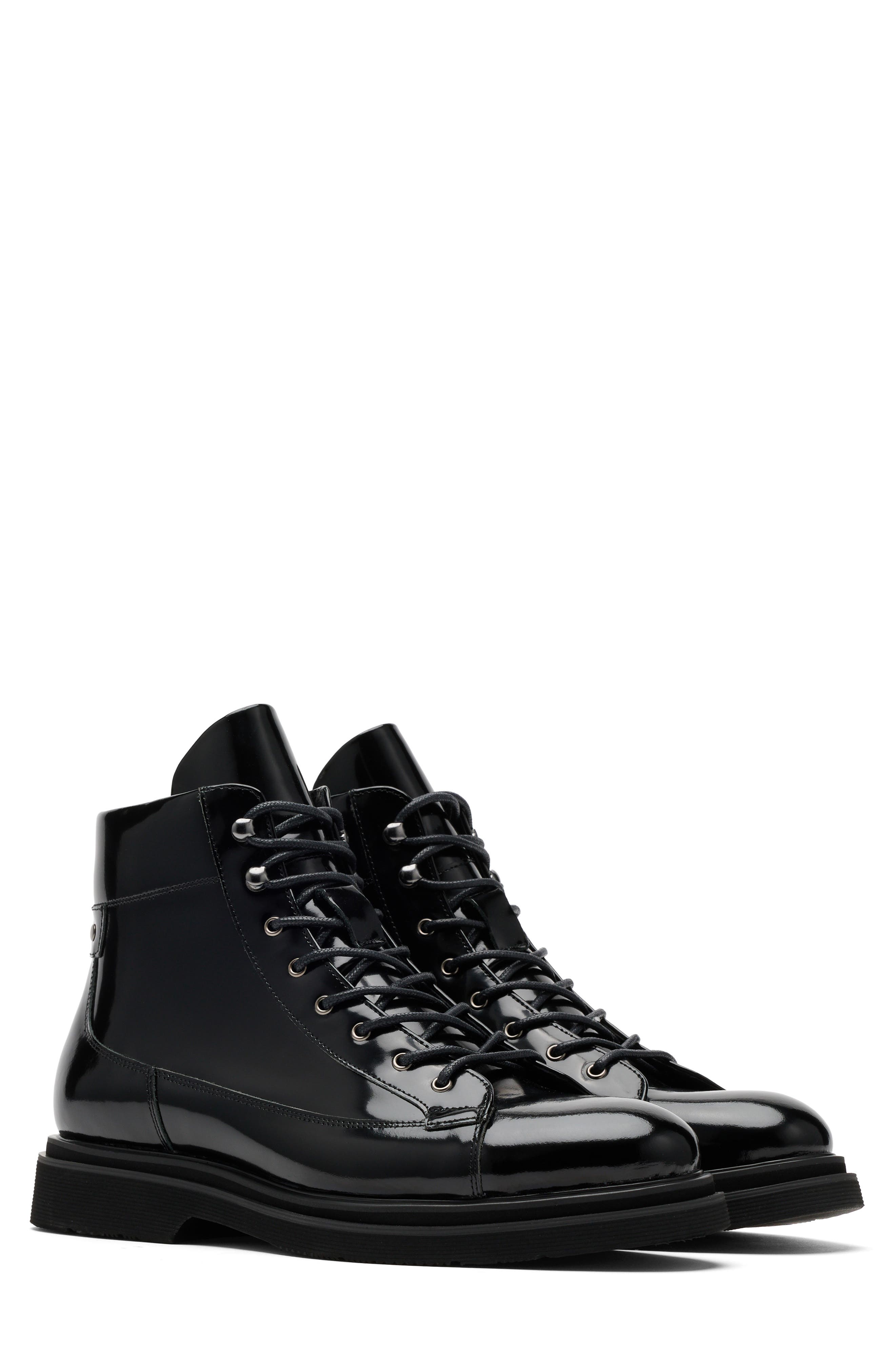 MARC NOLAN Aiden Water Repellent Patent Leather Boot, Alternate, color, Black Patent