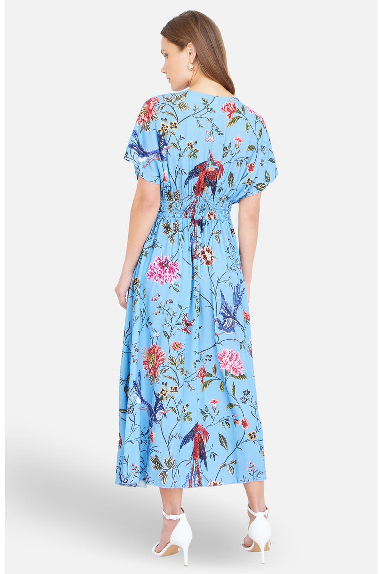 Bird And Floral Print Midi Dress, Alternate, color, Blue