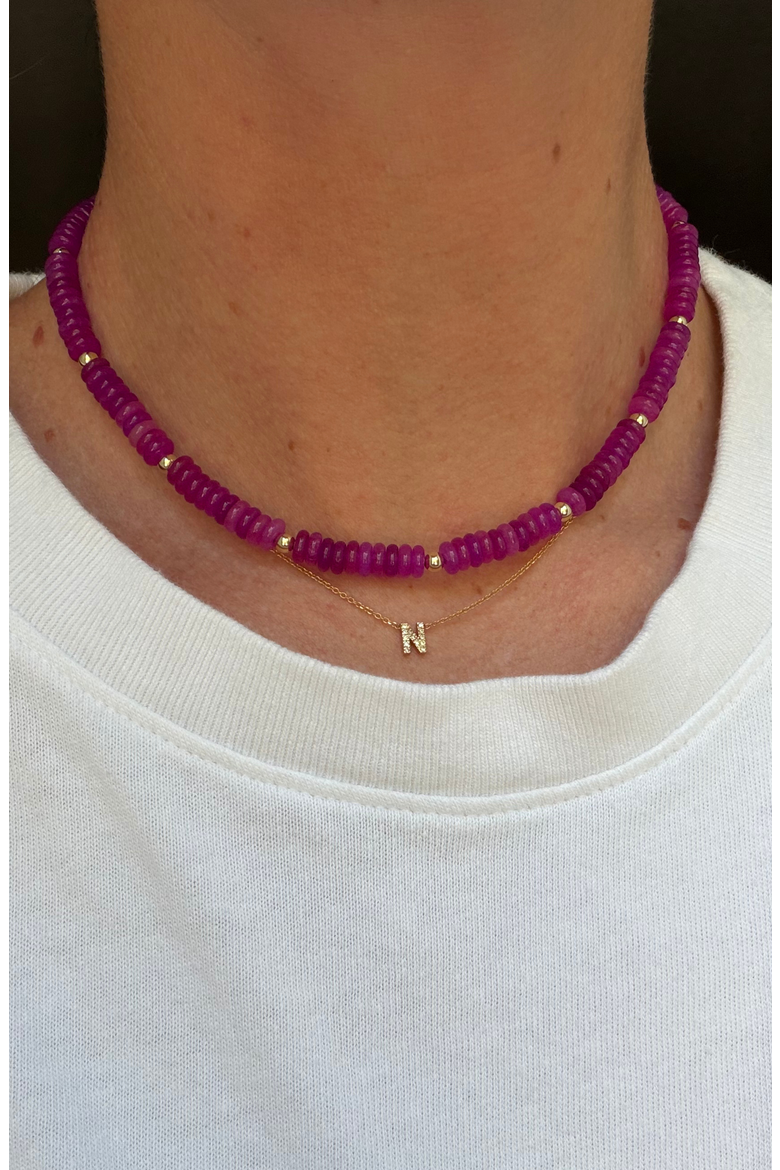 Fuchsia and 14k Gold Filled Beaded Necklace, Alternate, color, Pink