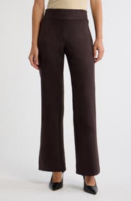 Anne Klein High Waist Wide Leg Faux Suede Pants
