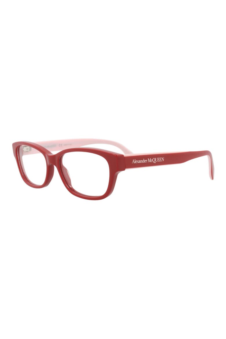 56mm Rectangular Optical Glasses, Alternate, color, RED RED TRANSPARENT
