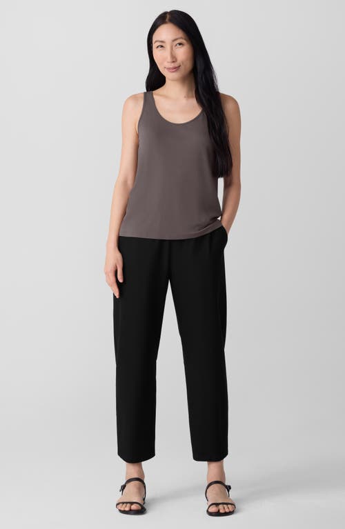 Eileen Fisher Slim Fit Scoop Neck Silk Tank In Brown