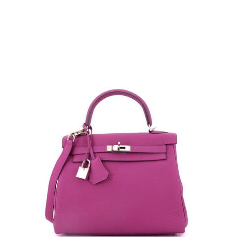 Kelly Handbag Pink Togo with Palladium Hardware 25