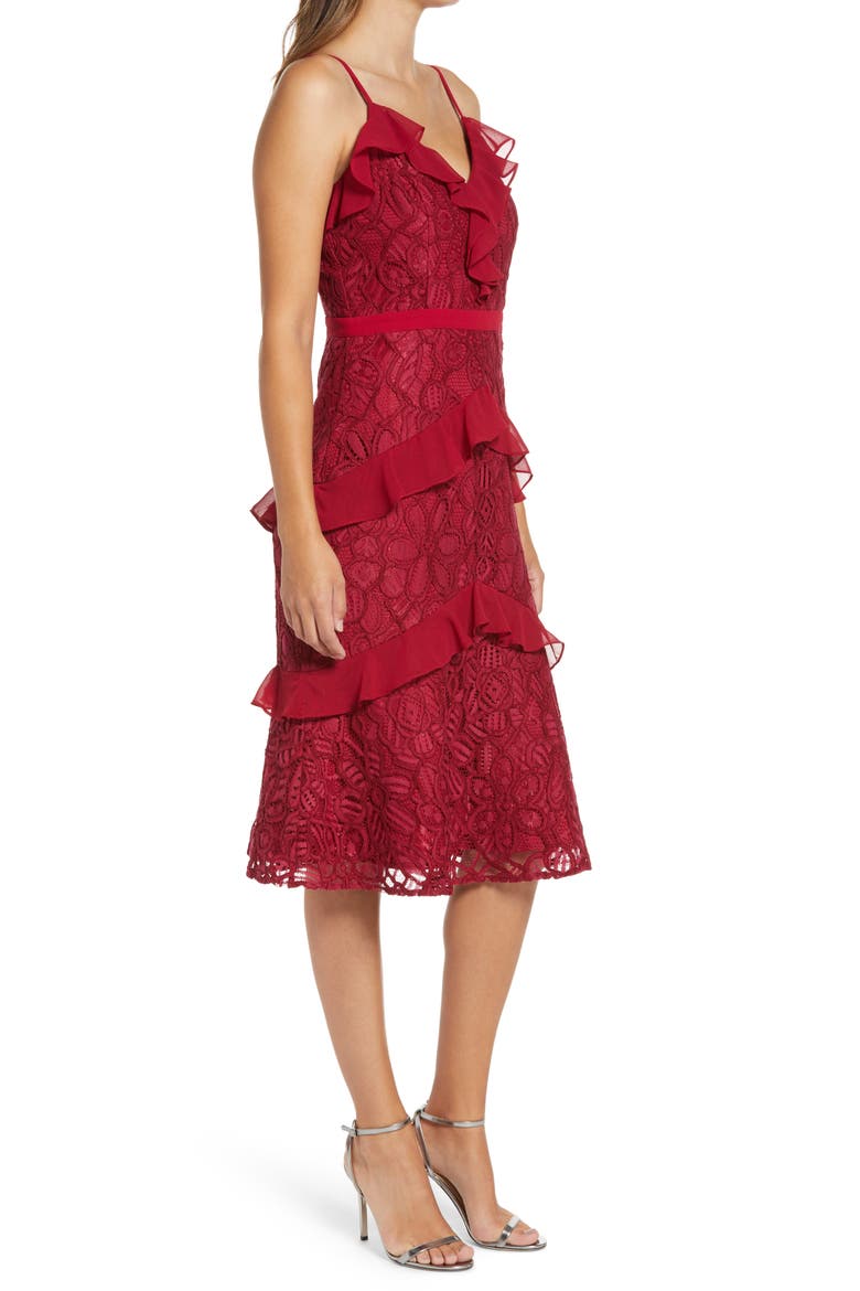 Enslie Embroidered Lace Dress, Alternate, color, CHERRY