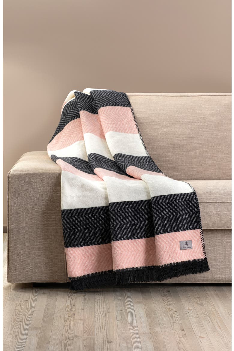 Herringbone Stripe Throw Blanket, Alternate, color, BLUSH