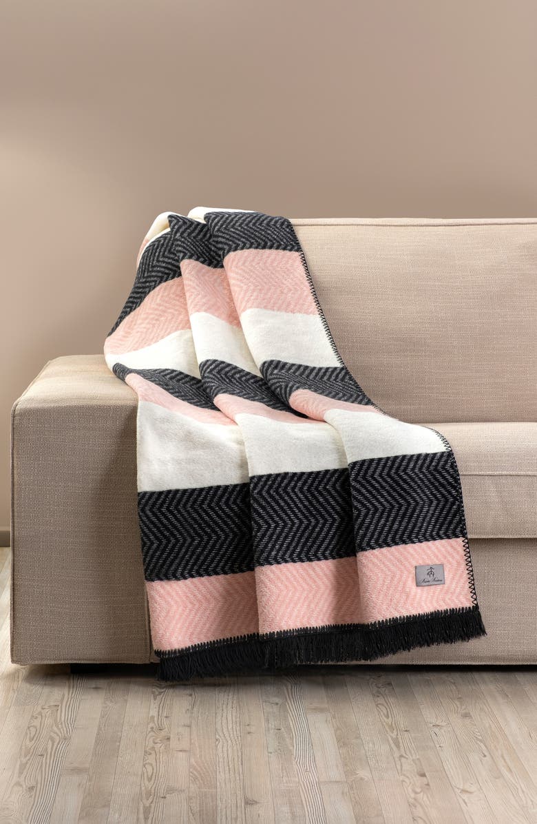 Brooks Brothers Herringbone Stripe Throw Blanket, Alternate, color, 