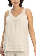 Angel Maternity Sleeveless Linen Blend Maternity/Nursing Top