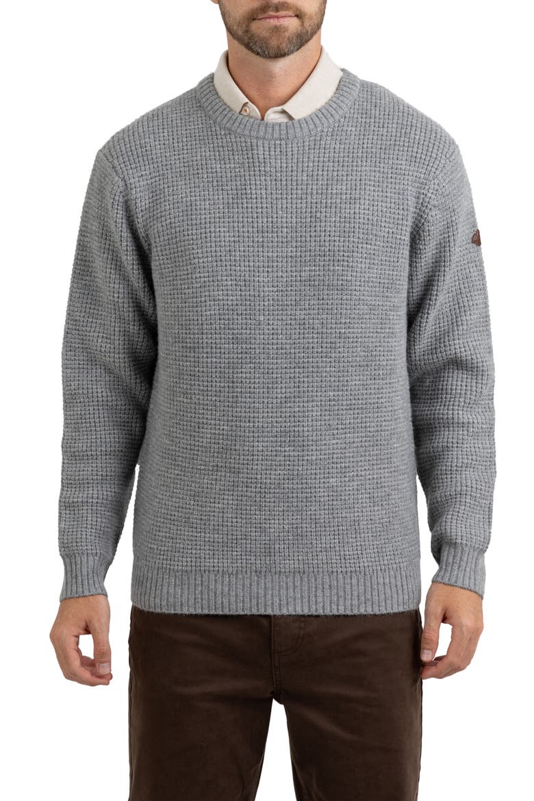 Waffle Crewneck Sweater, Alternate, color, HEATHER GREY