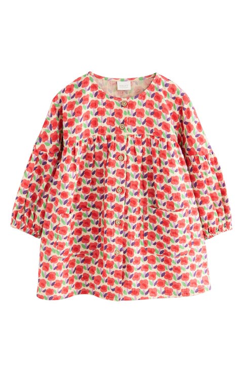 Kids' Floral Long Sleeve Cotton Dress (Little Kid)