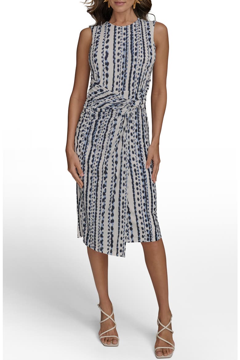 Abstract Print Gathered Sheath Dress, Main, color, INK MULTI