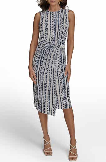 Donna Karan New York Abstract Print Gathered Sheath Dress