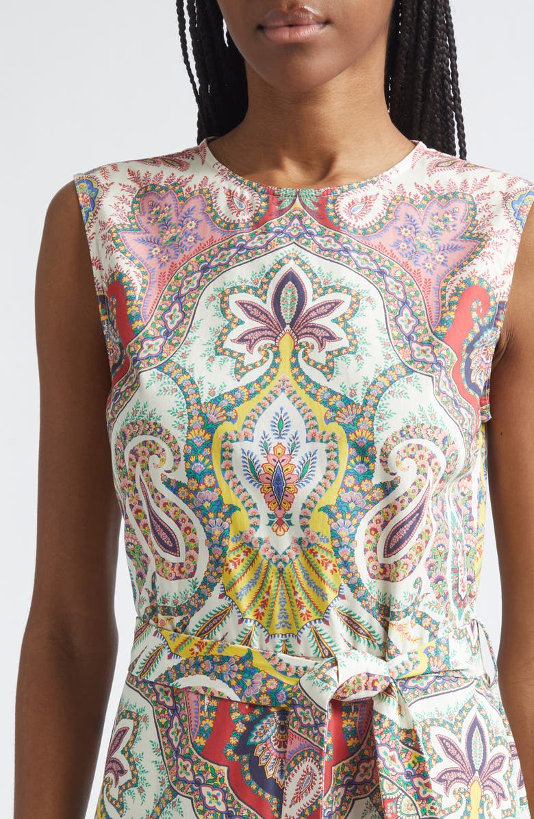 Etro Paisley Print Cotton Maxi Dress, Alternate, color, Print On White Base