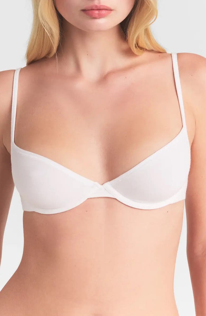 SKIMS Everyday Cotton Underwire Unlined Demi Bra, Alternate, color, Snow