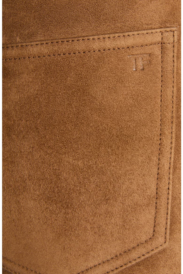 Five-Pocket Suede Straight Leg Pants, Alternate, color, CARAMEL