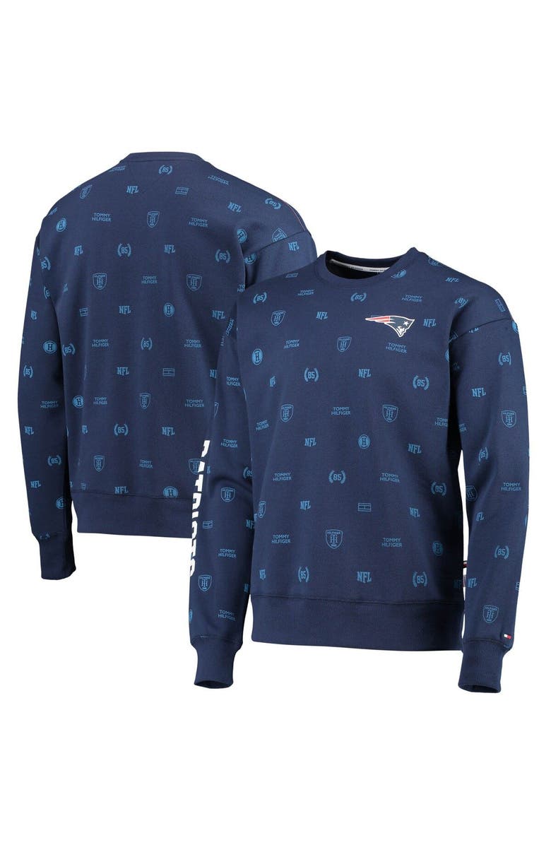 Tommy Hilfiger Men's Tommy Hilfiger Navy New England Patriots Reid Graphic Pullover Sweatshirt, Main, color, 