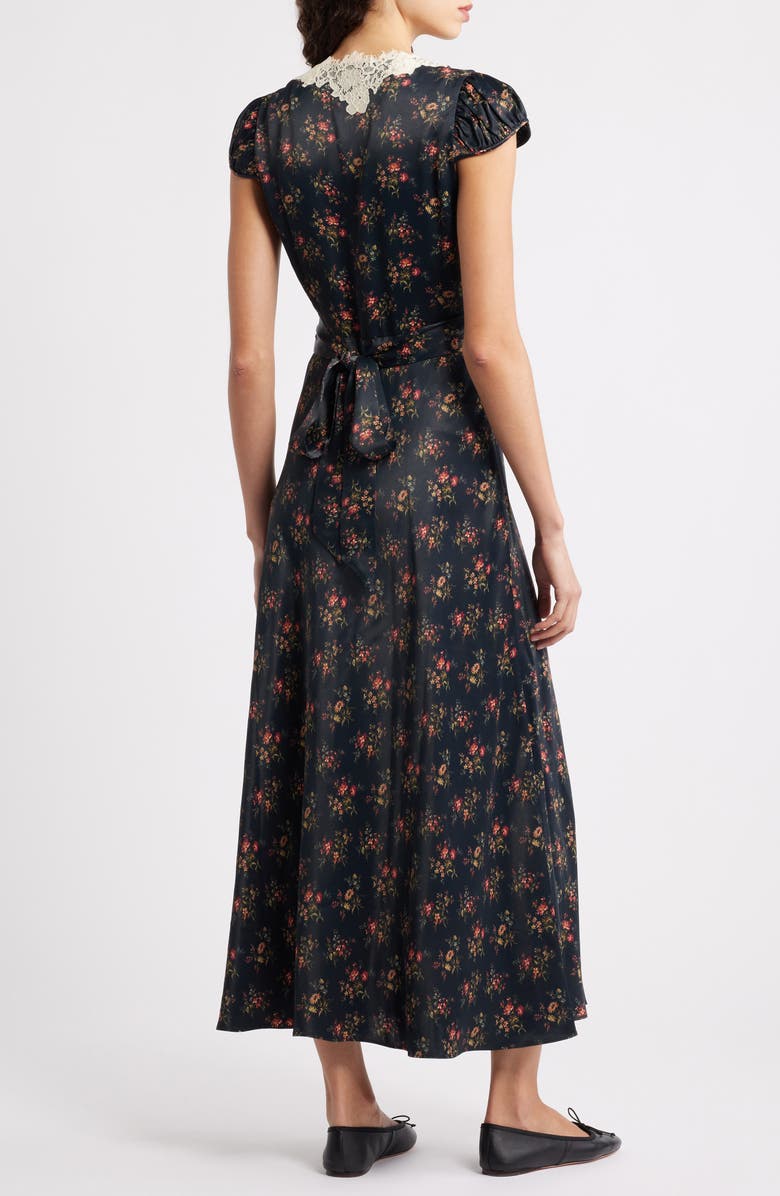 DÔEN Coraline Lace Detail Floral Satin Maxi Dress, Alternate, color, Fleur Du Palais