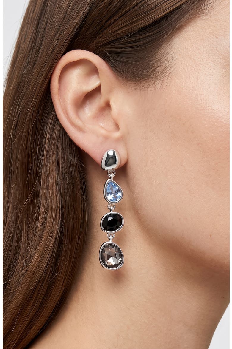 Crystal Drop Earrings, Main, color, BLUE/ SILVER