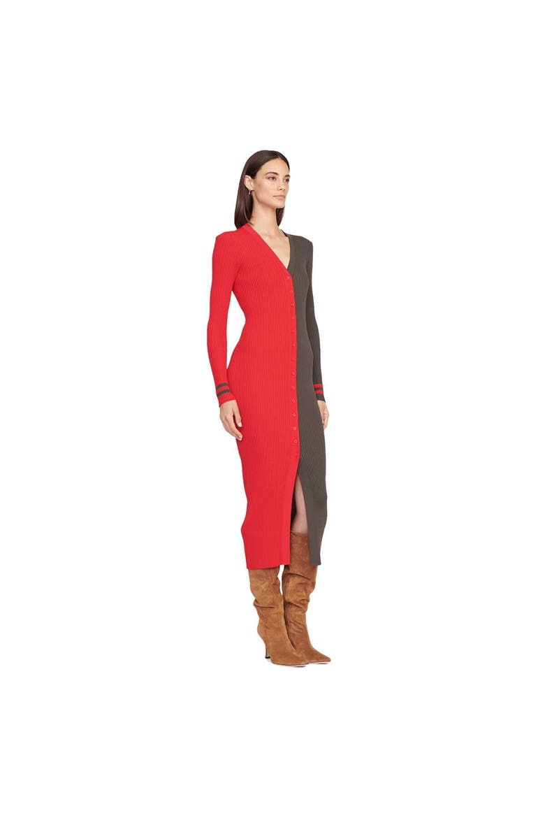 Women's STAUD Red/Pewter Tampa Bay Buccaneers Shoko Knit Button-Up Sweater Dress, Alternate, color, Red