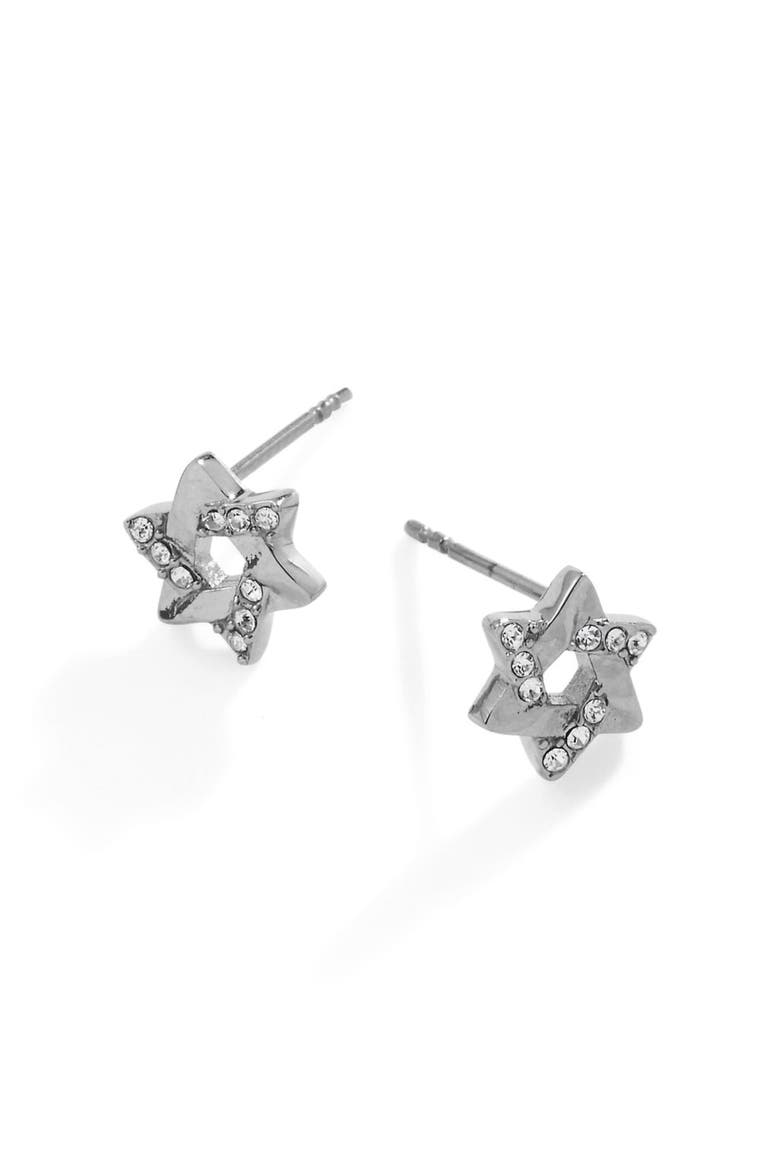 Star Of David Mini Stud Earrings, Alternate, color, Silver