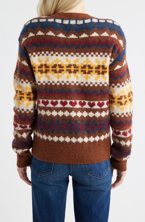 Lucky Brand Fair Isle Cardigan In Brown
